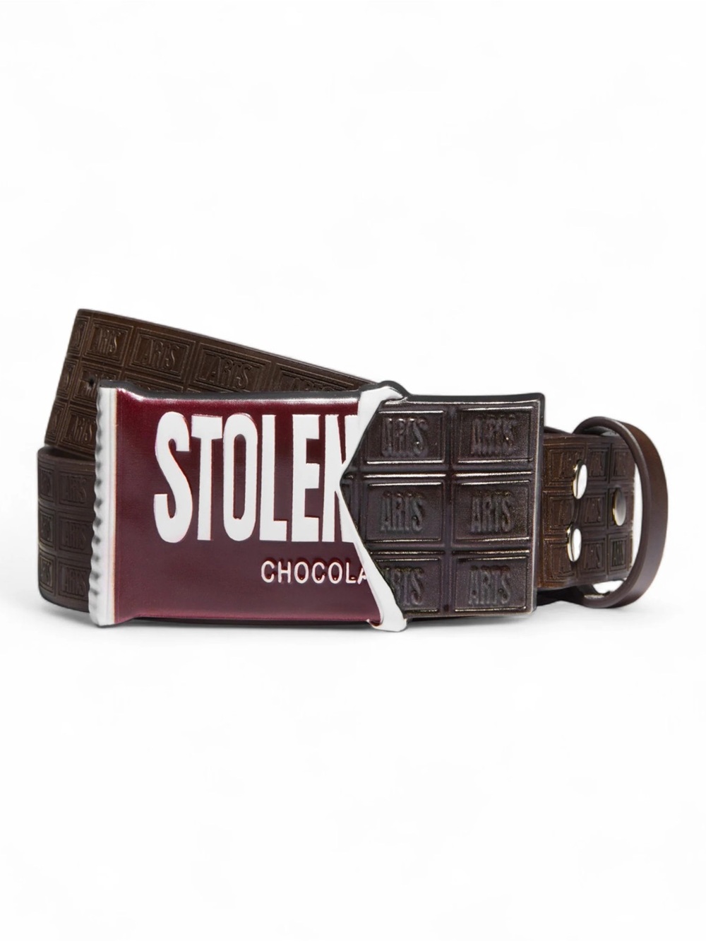Stolen Arts Chocolate Bar Embossed Leather Belt Brown